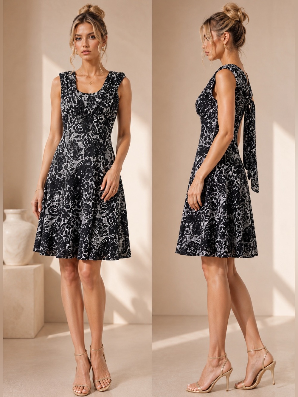 Calvin Klein A-Line Floral Lace Print Dress – Elegant & Flattering